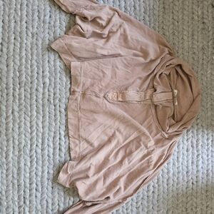 Free People Tan Long Sleeve Semi Crop Top